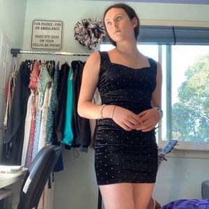 Black velvet body-con dress